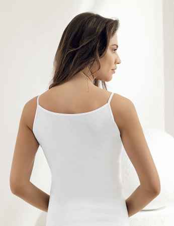 Sahinler 6-Pack Rib Camisole Guipure Neck Spaghetti Strap White MB006 - Thumbnail