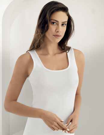 Sahinler 6-Pack Rib Singlet Wide Strap White MB009 - Thumbnail