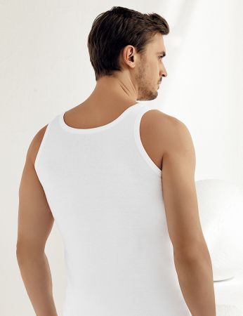 Şahinler - Sahinler 6-Packs Man Rib Singlet 100% Cotton White ME020 (1)