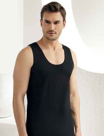 Sahinler 6-Packs Man Singlet 100% Cotton Black ME005 - Thumbnail