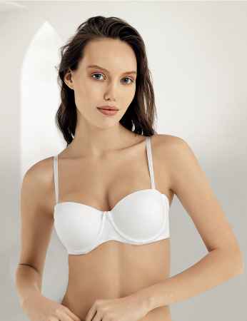 Sahinler Bade Underwire Non Push-up Bra White M9100 - Thumbnail