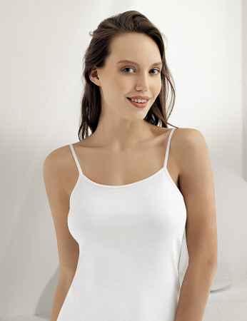 Sahinler Basic Camisole Spaghetti Strap White MB001 - Thumbnail