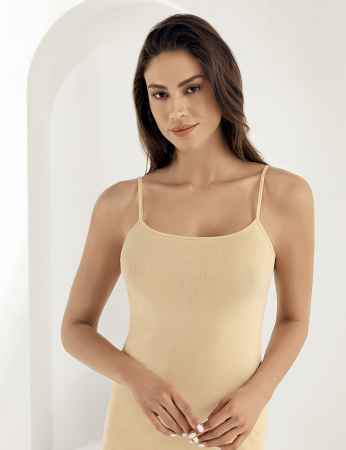 Sahinler Basic Strap Camisole Cream MB001 - Thumbnail