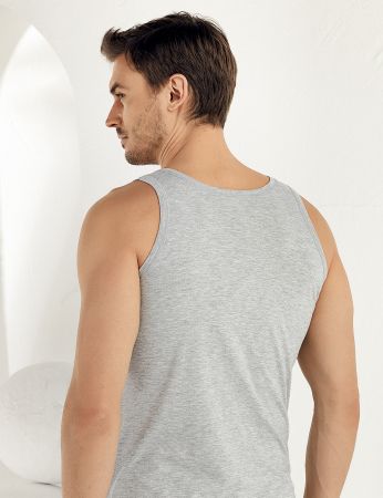 Şahinler - Sahinler Baumwoll-Unterhemd mit breiten Trägern grau ME005 (1)