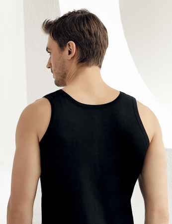 Sahinler Baumwoll-Unterhemd mit breiten Trägern schwarz ME005 - Thumbnail