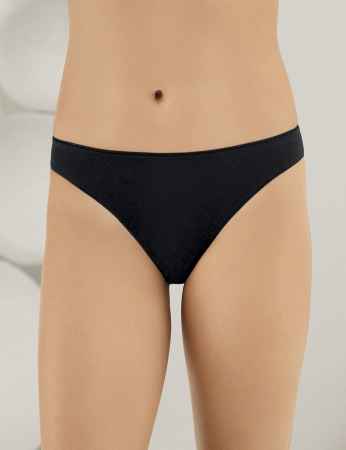 Sahinler Binding Brief Waist & Lace Bottom Detailed Satin Black MB262 - Thumbnail
