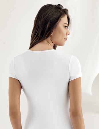 Sahinler Body V Neck Short Sleeve White MB236 - Thumbnail