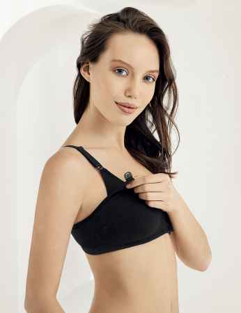 Sahinler Breastfeeding Bra Black M8150 - Thumbnail