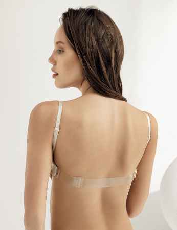 Sahinler Bügel BH Push-up Rückenband Transparent Hautfarben M9350 - Thumbnail