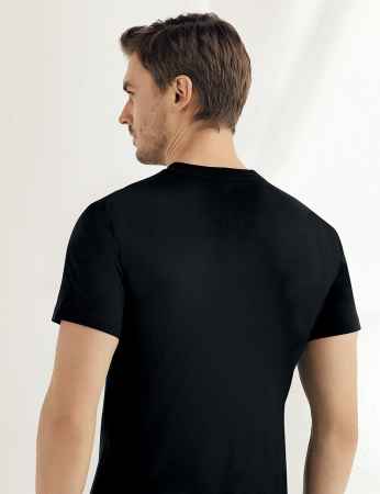 Sahinler Cotton Singlet Crew Neck Short Sleeve Black ME004 - Thumbnail