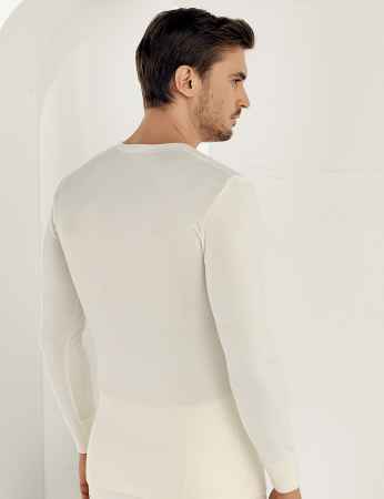 Sahinler Crew Neck Thermal-Undershirt Cream ME093 - Thumbnail