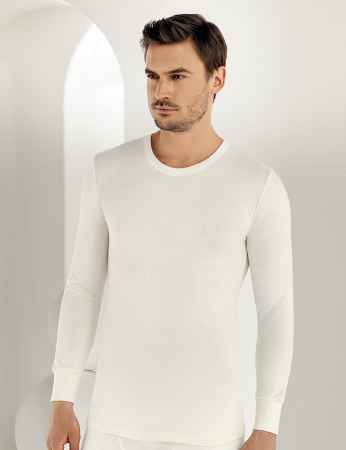 Sahinler Crew Neck Thermal-Undershirt Cream ME093 - Thumbnail