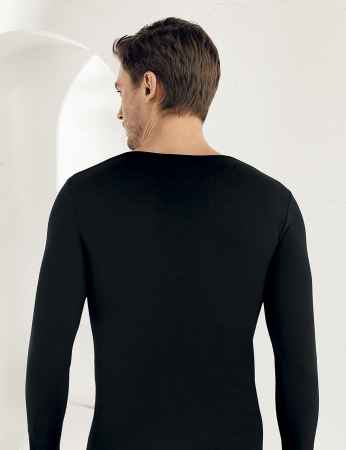 Şahinler - Sahinler Elastane Unterhemd mit langen Ärmeln schwarz ME071 (1)