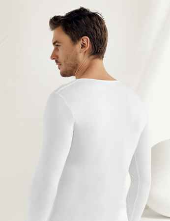 Şahinler - Sahinler Elastane Unterhemd mit langen Ärmeln und V-Ausschnitt weiß ME074 (1)
