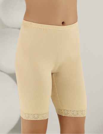 Sahinler gerippte Leggins mit Spitze Cremefarben MB005 - Thumbnail