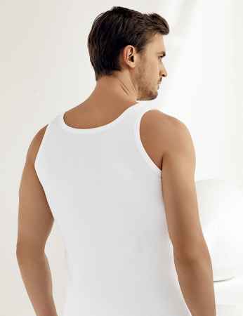 Sahinler geripptes Unterhemd mit breiten Trägern weiß ME020 - Thumbnail