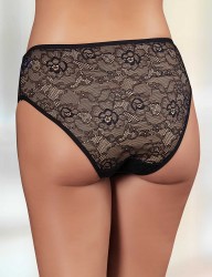 Sahinler Lace Brief with Double Bow Black MB3027 - Thumbnail
