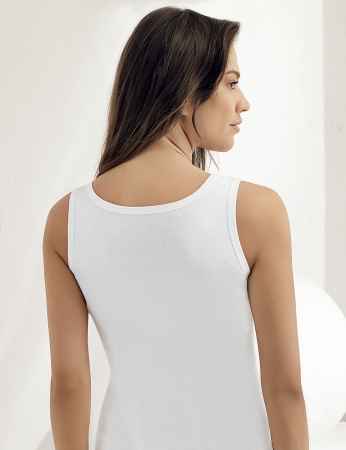 Sahinler Lace Rib Tank Top White Tank Top Wide Strap MB610 - Thumbnail