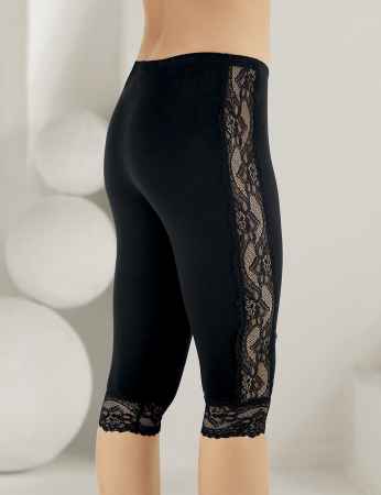 Sahinler Leggins Seiten und Beinausschnitt mit Spitze schwarz MB878 - Thumbnail