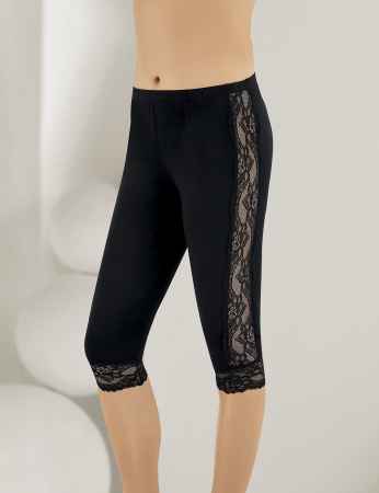 Sahinler Leggins Seiten und Beinausschnitt mit Spitze schwarz MB878 - Thumbnail