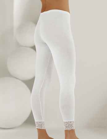 Sahinler Long Leggings Lace Cuff White MB888 - Thumbnail