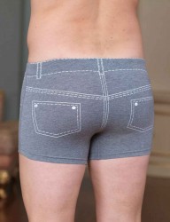 Sahinler Lycra Boxer-Short mit Jeans-Zeichen-Aufdruck dunkel grau ME106 - Thumbnail