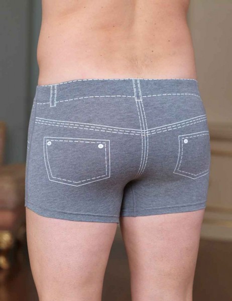 Sahinler Lycra Boxer-Short mit Jeans-Zeichen-Aufdruck dunkel grau ME106