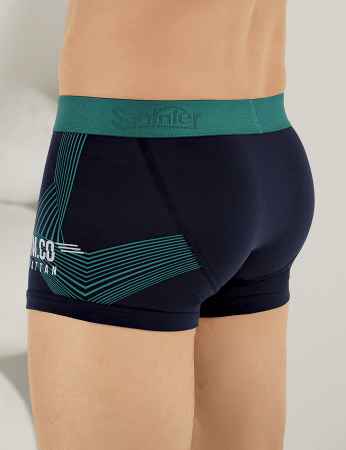 Sahinler Lycra Boxer-Short mit Segel-Aufdruck Marineblau ME107 - Thumbnail