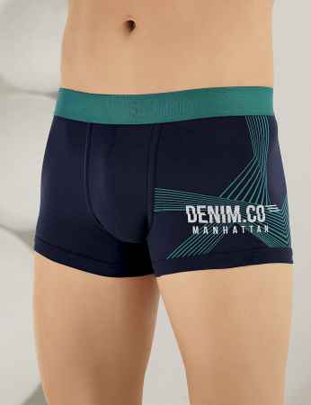Sahinler Lycra Boxer-Short mit Segel-Aufdruck Marineblau ME107 - Thumbnail