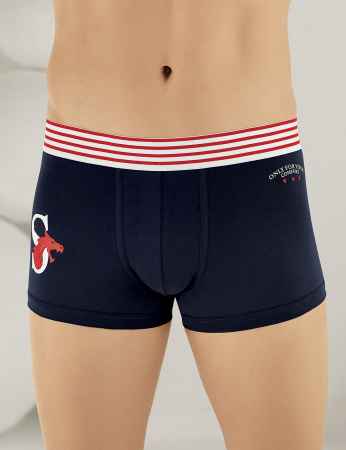 Sahinler Lycra Boxer-Shorts mit California Aufdruck Marineblau ME112 - Thumbnail