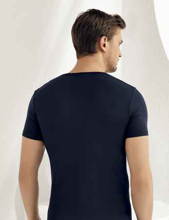Şahinler Lycra Modal Short Sleeve Men Singlet Dark Blue ME118 - Thumbnail