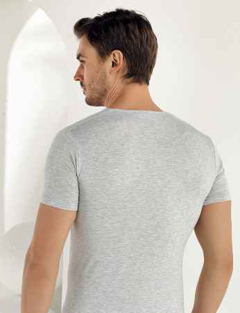Şahinler Lycra Modal Short Sleeve Men Singlet Grey ME118 - Thumbnail
