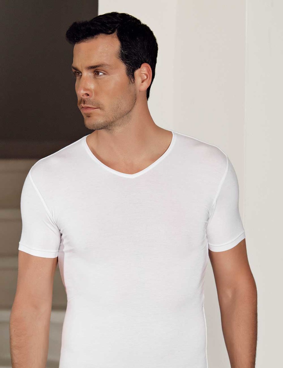 Şahinler Lycra Modal Short Sleeve Men Singlet White ME119