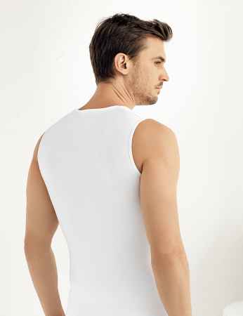 Sahinler Lycra Supreme Singlet Sleeveless White ME076 - Thumbnail