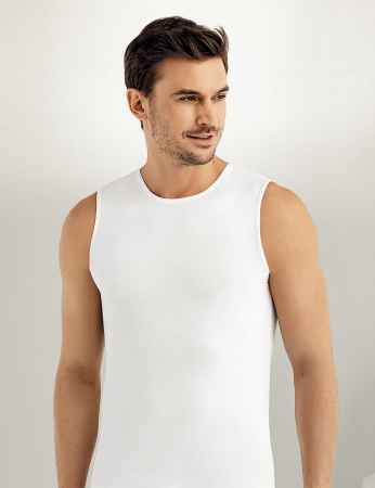 Sahinler Lycra Supreme Singlet Sleeveless White ME076 - Thumbnail