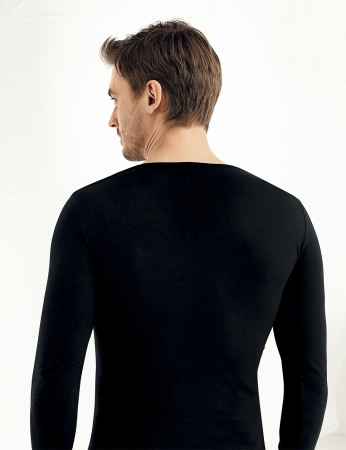 Sahinler Lycra Supreme Singlet V Neck Long Sleeve Black ME075 - Thumbnail