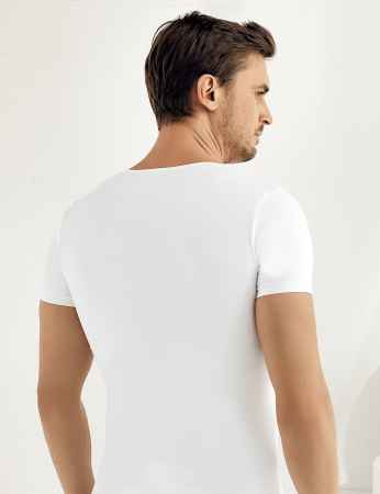 Şahinler - Sahinler Lycra Supreme Tank Top V Neck Short Sleeve White ME080 (1)