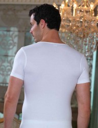 Sahinler Lycra Unterhemd mit rundem Kragen weiß ME086 - Thumbnail