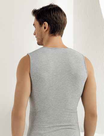 Sahinler Lycra Unterhemd ohne Ärmel und V-Ausschnitt grau ME079 - Thumbnail