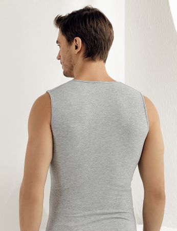 Sahinler Lycra Unterhemd ohne Ärmel und V-Ausschnitt grau ME079