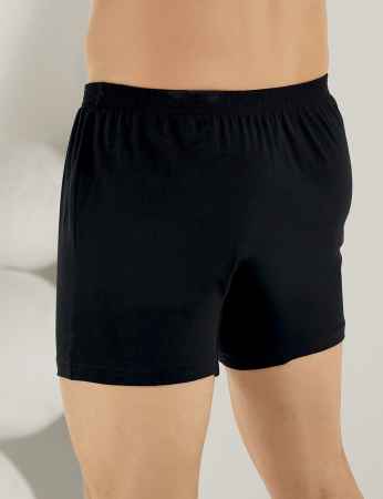 Sahinler Man Cotton Boxer Buttoned Black ME010 - Thumbnail