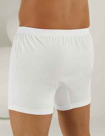 Sahinler Man Cotton Boxer Buttoned White ME010 - Thumbnail