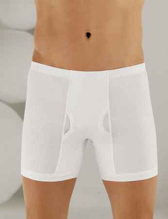 Sahinler Man Cotton Long Boxer White ME007 - Thumbnail