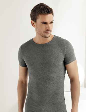 Sahinler Men Lycra Tank Top Crew Neck Short Sleeve ME069 - Thumbnail