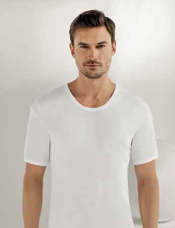 Sahinler Men Rib Singlet Crew Neck Short Sleeve White ME019 - Thumbnail