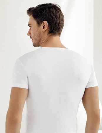 Sahinler Men Rib Singlet Crew Neck Short Sleeve White ME025 - Thumbnail