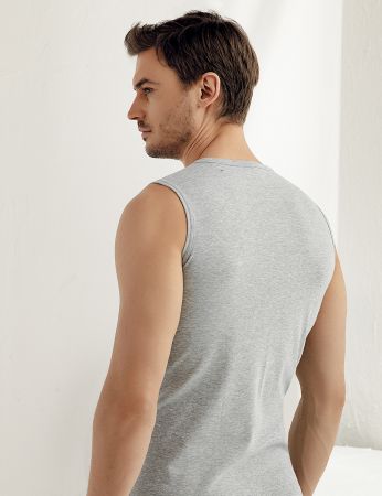 Şahinler - Sahinler Men Rib Singlet Crew Neck Sleeveless Grey ME023 (1)