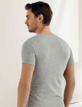 Şahinler - Sahinler Men Rib Singlet V Neck Short Sleeve Grey ME028 (1)