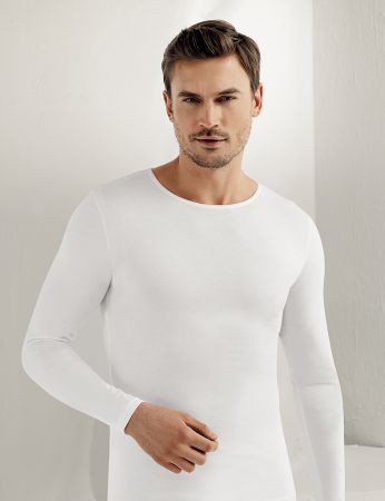Sahinler Men Singlet Long Sleeve Lycra Supreme White ME070