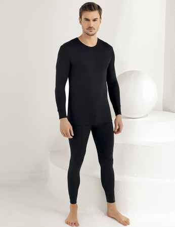 Sahinler Men Thermal Underwear Long Black ME092 - Thumbnail
